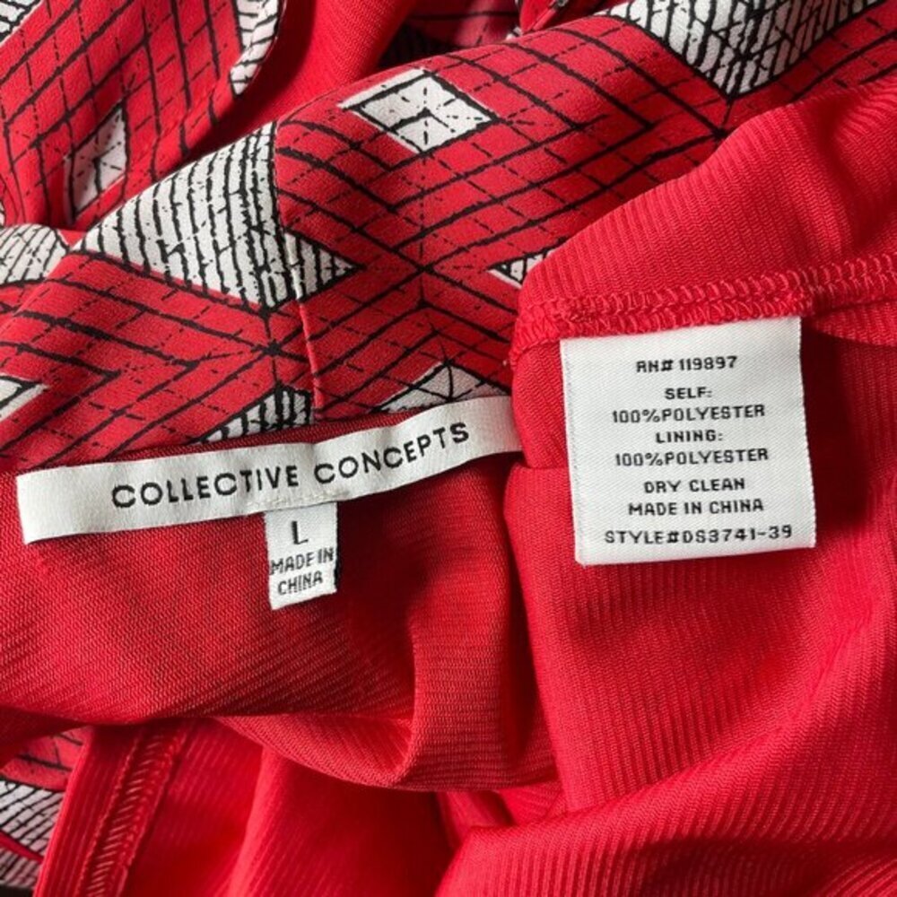 Collective Concepts Red Mod Geometric Diamond Tulip Mini Dress L - Picture 6 of 7
